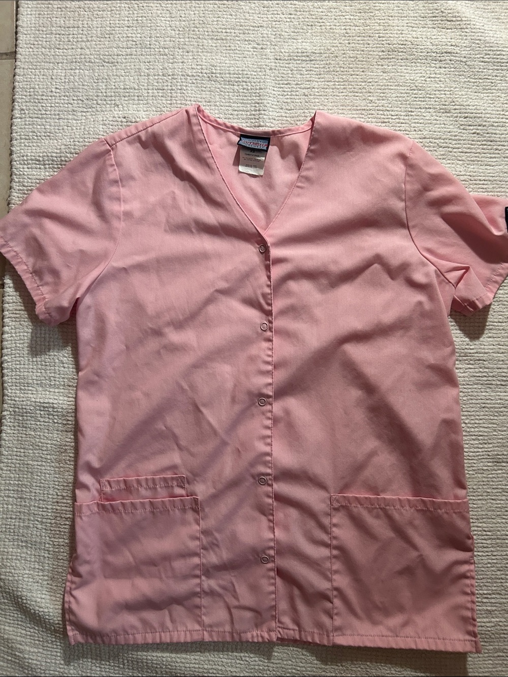Cherokee Pink Button-Front Medical Top
